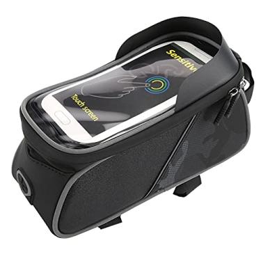 Imagem de CUOFYUNL Bolsa de quadro frontal de bicicleta à prova d'água TPU sensível ao toque com tela de toque superior para suporte de telefone Bolsa
