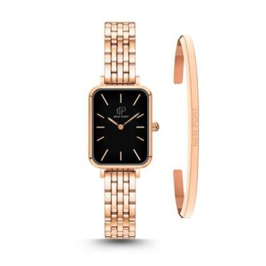 Imagem de Relógio Feminino Elegante Rose Casual New Port + Bracelete
