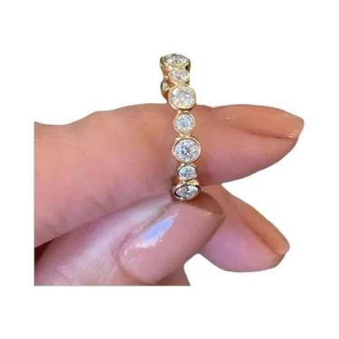 Imagem de Anel Feminino De Prata E Ouro Com Zircônia Cúbica Redonda, Joia De Lux