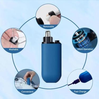 Imagem de Aparador de Pelos Nasal e Auricular USB Recarregável, 360 Graus, À Prova D'Água, Portátil para Nariz, Orelha, Bigode e Sobrancelha