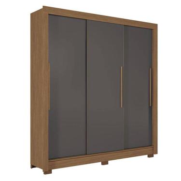 Imagem de Guarda Roupa Casal 3 portas de correr Maringá Jatobá Grafite - Santos Andirá