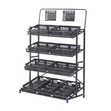 Imagem de Rack de armazenamento de frutas e vegetais - Unidade de prateleiras para supermercados e lojas de varejo com caixa de armazenamento removível para lanches, bebidas, latas e brinquedos
