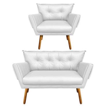 Imagem de Kit 01 Namoradeira e 01 Poltrona Anitta material sintético Pés Palito 