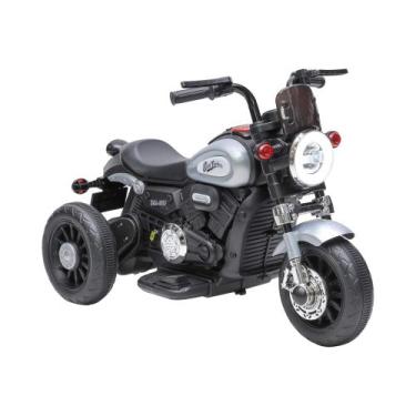 Imagem de Mini Moto Elétrica Infantil Halei Prata 6V c/ Luz, Som e Música Zippy 