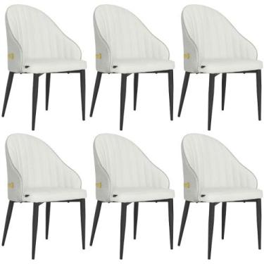 Imagem de Kit 6 Cadeiras de Jantar Estofada Design La Martina - Branca - Magazin