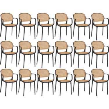 Imagem de Kit 18 Cadeiras de Jantar Roma Prática com Braços para Sala e Cozinha 