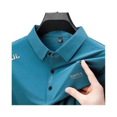 Imagem de Camisa Polo Masculina Casual De Negócios Com Manga Curta, Cor Sólida, 