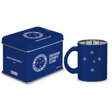 Imagem de Caneca de Vidro Diamond Metalic Lata - Cruzeiro - 300ml - Brasfoot 