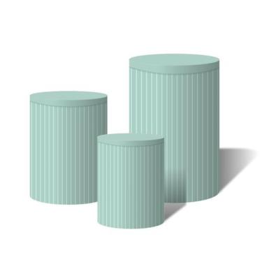 Imagem de Trio Capas Para Cilindro Versátil Ripados Verde Agua  C/ Elástico - Fa