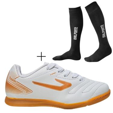 Imagem de Kit Chuteira Futsal Topper Cup VII+ Meião De Futebol Dalponte Profissional