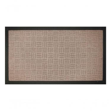 Imagem de Capacho Textura Quadriculada Com Borda Fenice Bege 69x39cm - Uzoo Tapete Fenice Liso 69x39cm Bege