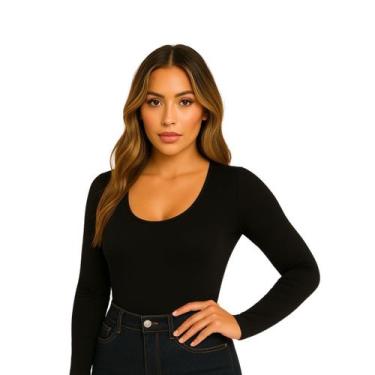 Imagem de Body feminino Manga Longa segunda pele gola u cores inverno - Ninas Bo