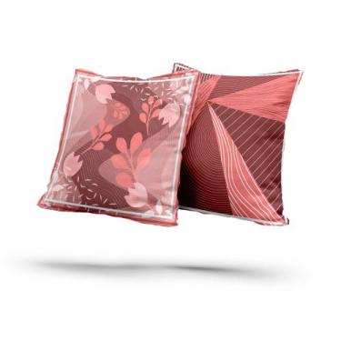 Imagem de Kit 2 Almofadas Com Enchimento Abstrato Flores Geométrico Rosa - Fabri