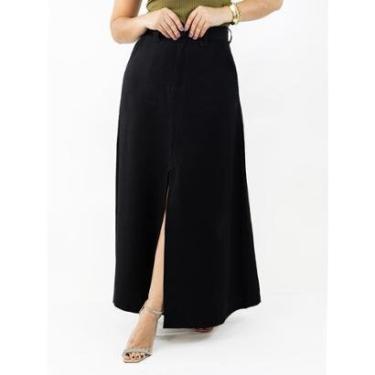 Imagem de Saia Longa Feminina Alfaiataria Evasê Fenda Frontal Anticorpus-Feminino