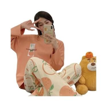 Imagem de Conjunto De Pijamas Femininos plus Size Para Primavera E Outono, Manga