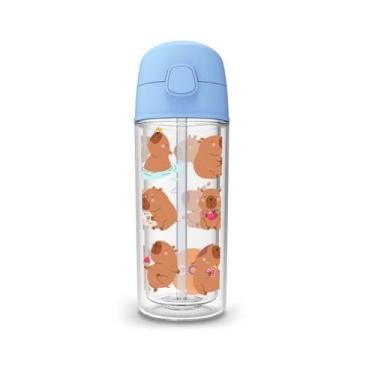 Imagem de Garrafa Squeeze Termica 270ml Infantil Parede Dupla Canudo Silicone Ag