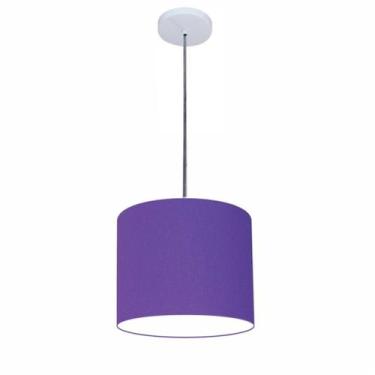 Imagem de Luminária Pendente Vivare Free Lux Md-4106 Cúpula em Tecido, Roxo, Biv