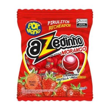 Imagem de Pirulito pop mania recheado 12g, AZEDINHO MORANGO RECHEADO