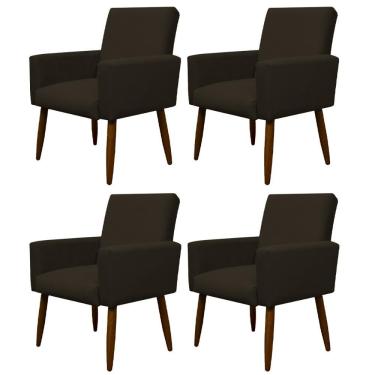 Imagem de Kit 4 Poltronas Para Sala Nina Suede Marrom Escuro Herrero