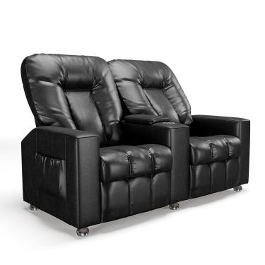 Imagem de Poltrona Reclinável 2 Lugares Sora Pu Preto Brilho Fh1 Corino Preto D'Rossi