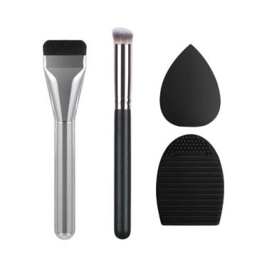 Imagem de Pincel De Maquiagem Ultra Fino E Plano, Espátula Para Paleta, Esponja 