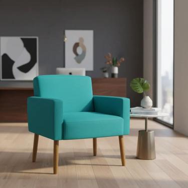 Imagem de Poltrona Hope Decorativa Confortável Para Sala Quarto Recepção Tecido Suede Pés Palito