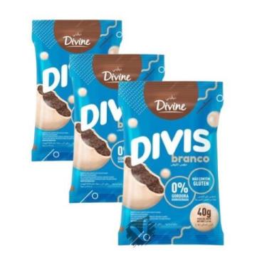 Imagem de Kit 3 Chocolate Divine Divis 40G Chocolate Branco com Flocos de Arroz