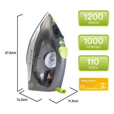 Imagem de Ferro Vapor BlackDecker FX2750 Base Cerâmica Antigotejamento Autolimpa