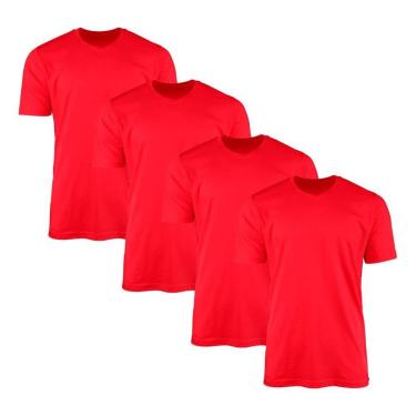 Imagem de Kit 4 Camisetas Masculina Lisa Básica 100% Algodão-Masculino