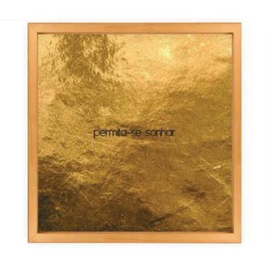 Imagem de Quadro Decorativo Permita-se Sonhar Fundo Metalizado Quadrado 40x40CM em Madeira com Mo...