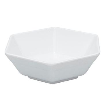 Imagem de Kit 4 Tigelas Melamina Hexagonal 1L para Servir Alimentos Material Resistente e Durável Uso em Cozinha Branco