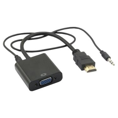 Imagem de Cabo Conversor HDMI para VGA 1.2.105 com Áudio, Conectores Banhados a Ouro, Suporte 1080P Preto Grupo MXT