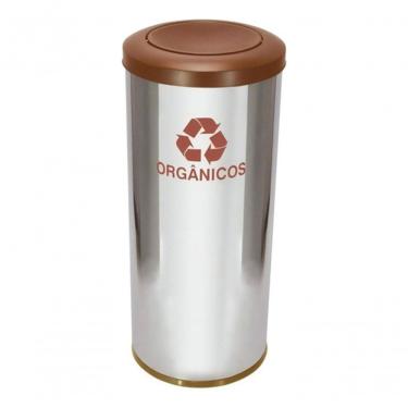 Imagem de Lixeira de Aço Inox 30L com Tampa Plástica Meia Esfera para Ambiente Interno Marrom