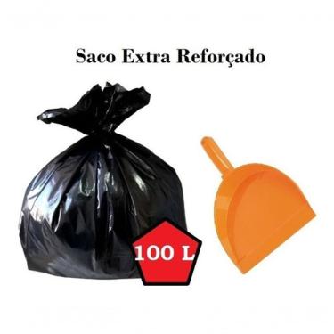 Imagem de Saco para Lixo Saco de Lixo Extra Reforçado 100LT 3 kg para Descarte de Resíduos em Pol...