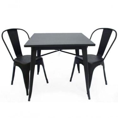 Imagem de Mesa Tolix 80cm + 2 Cadeiras  Conjunto Industrial E Moderno Preto - DE