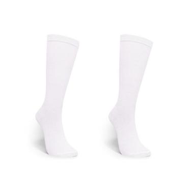 Imagem de Kit com 2 Meias 3/4 Adulto Selene Algodão com Elastano, 34-39, Branco