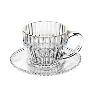 Imagem de Xícara De Café De Cristal Com Fio De Ouro Império 110ml Wolff