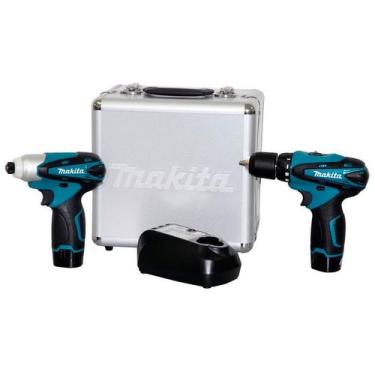 Imagem de Combo parafusadeira e furadeira impacto 12v maleta aluminio - makita l