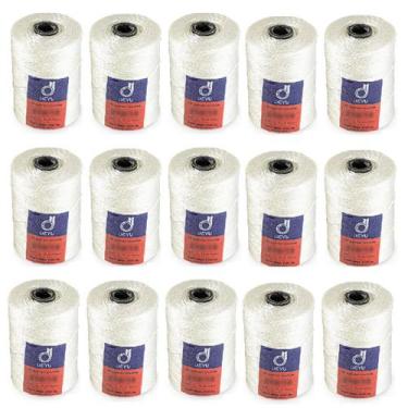 Imagem de Kit 15 Fio Encala Torcido Branco Rolo 200gr Várias Bitolas Para Pesca 