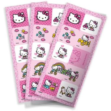 Imagem de Adesivo Quadrado Festa Hello Kitty 4x4 cm 60 Unidades Festcolor - Prod