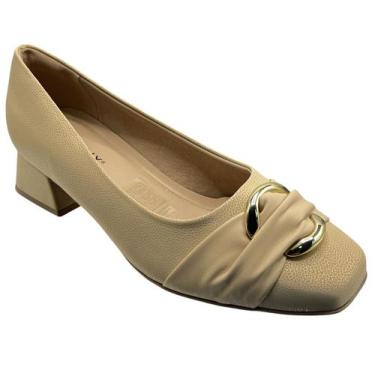 Imagem de Sapato Anabela Piccadilly Maxi Salto Baixo Feminino Social, Creme, 35