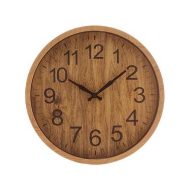 Imagem de Relógio de Parede Plástico Basic Wood 25 X 3,5Cm  Casa Del Grande