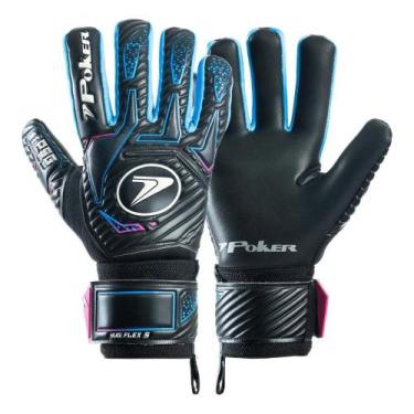 Imagem de Luva Poker Goleiro Pro Hug Flex 5, Preto, Azul, 10