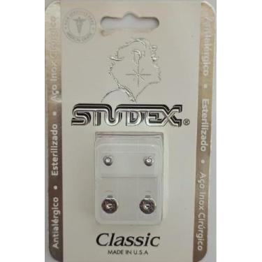 Imagem de Brinco studex classic 3mm coração cristal medio prata cor:prateado, Pr
