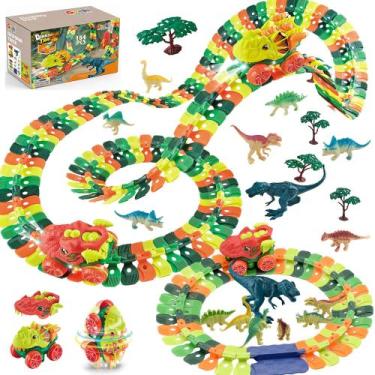 Imagem de Pista de Corrida de Dinossauros GeeKiPrime  Conjunto Flexível com 184 