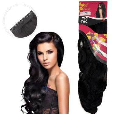 Imagem de Aplique Cabelo Tic-Tac Fibra Orgânica Weng 70 cm, ONDULADO - castanho 