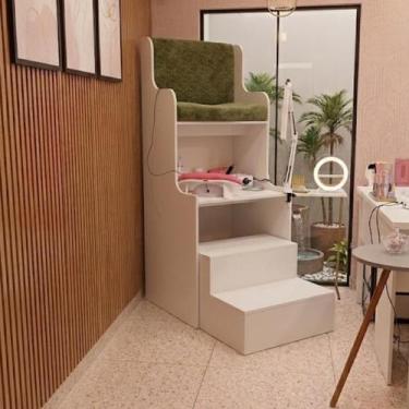 Imagem de Cadeira Alta Pedicure Cadeirão Esmalte Salão Branco Cód.1200 - KLITHOV