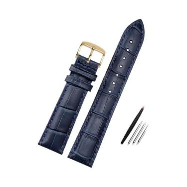 Imagem de Pulseira De Relógio Em Couro Genuine Azul Ajustável 14-23mm Para Relóg