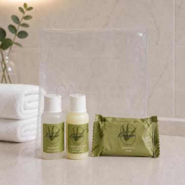Imagem de Kit de Amenities para Hotel c/ 4 itens Necessaire Incolor  Capim Limão
