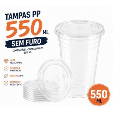 Imagem de 1000 un tampa sem furo com copo descartavel 500/550ml pp liso - E A CO